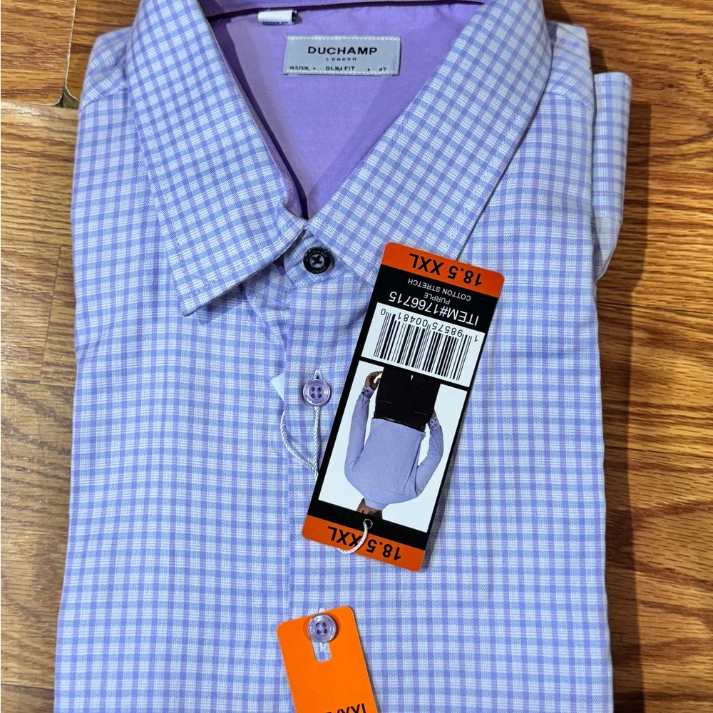 Duchamp Lavender Checkered Dress Shirt